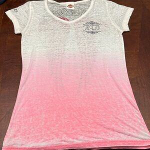 Harley-Davidson Pink and White Gradient Women's Top